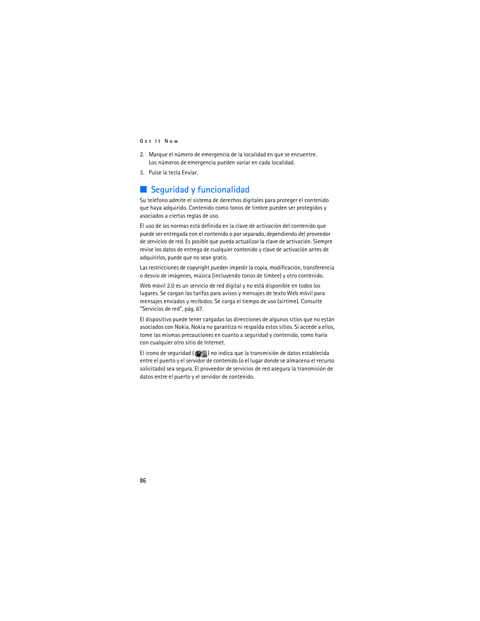 Seguridad y funcionalidad | Nokia 6305i User Manual | Page 87 / 137