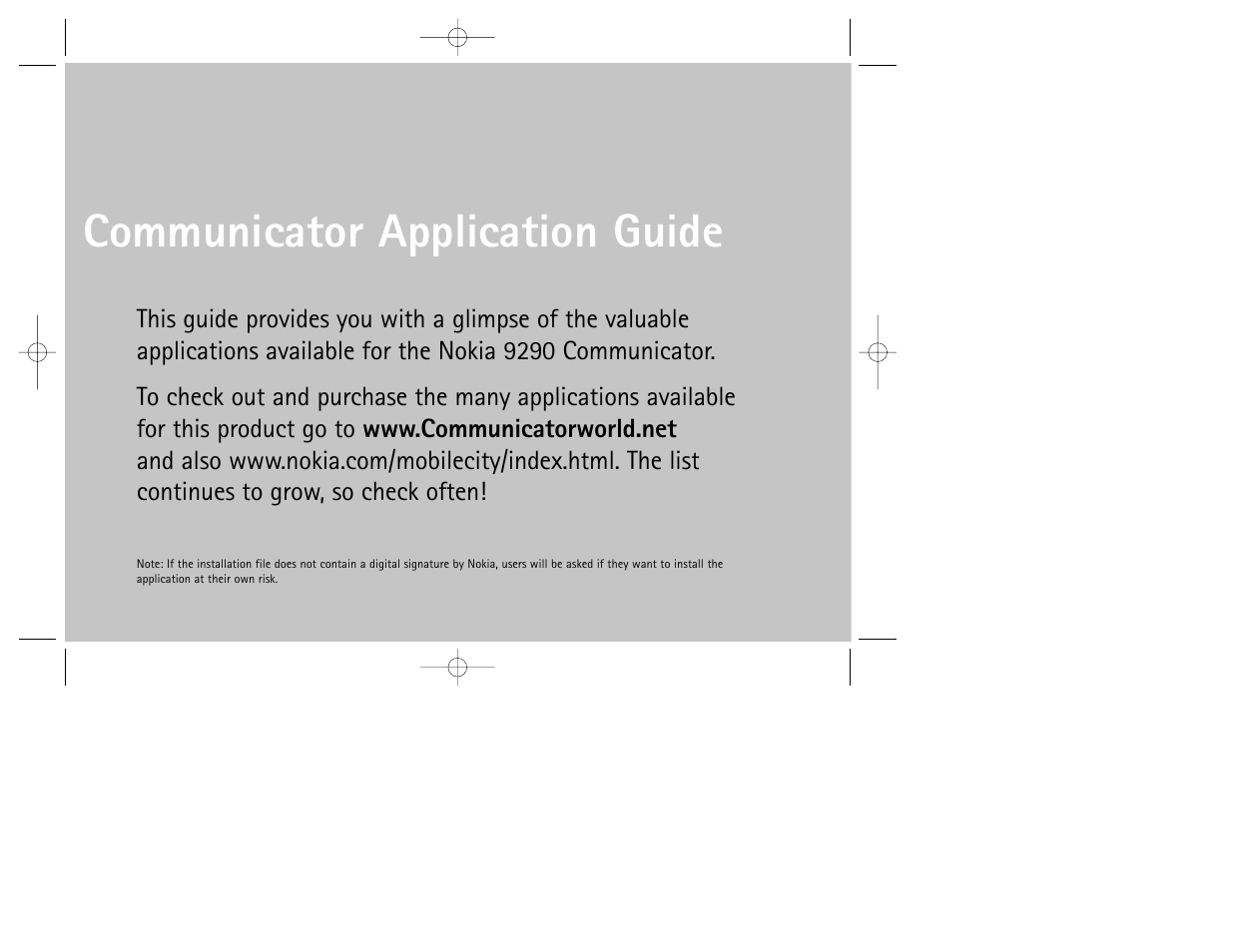 Communicator application guide | Nokia 9290 User Manual | Page 3 / 16