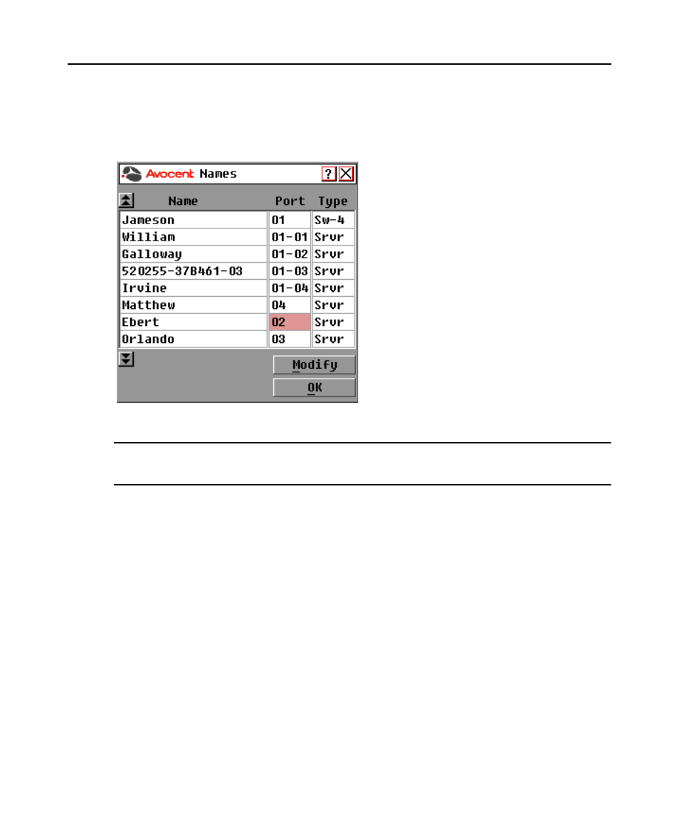 Figure 3.3: names dialog box | Avocent DSR1020 User Manual | Page 29 / 76