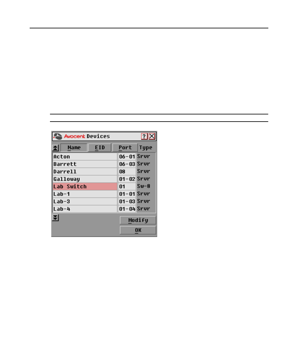 Figure 3.5: devices dialog box, Assigning device types | Avocent DSR1020 User Manual | Page 31 / 76