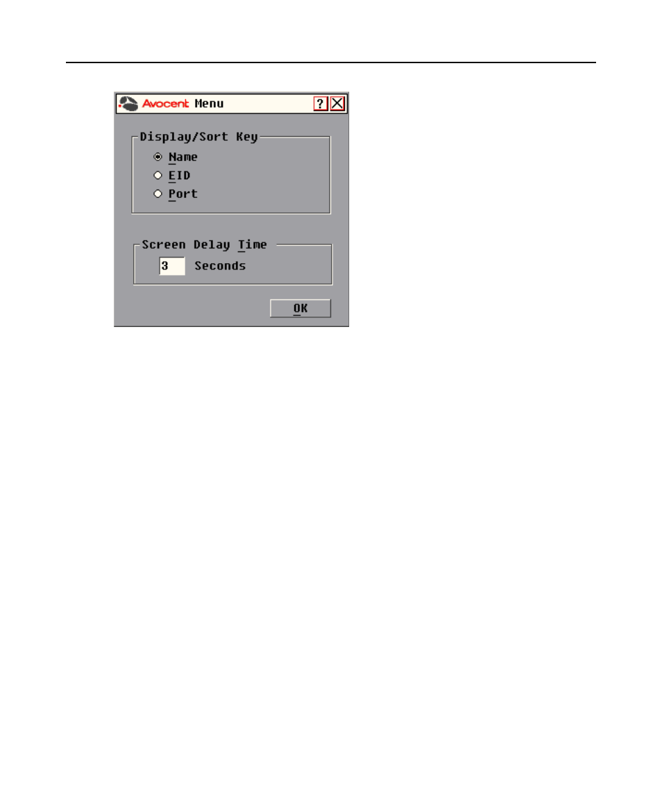 Figure 3.7: menu dialog box | Avocent DSR1020 User Manual | Page 33 / 76