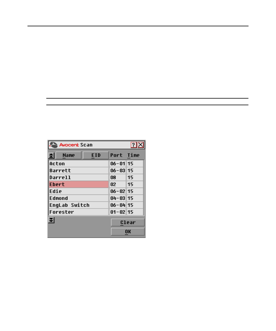 Figure 3.11: scan dialog box, Using scan mode | Avocent DSR1020 User Manual | Page 37 / 76