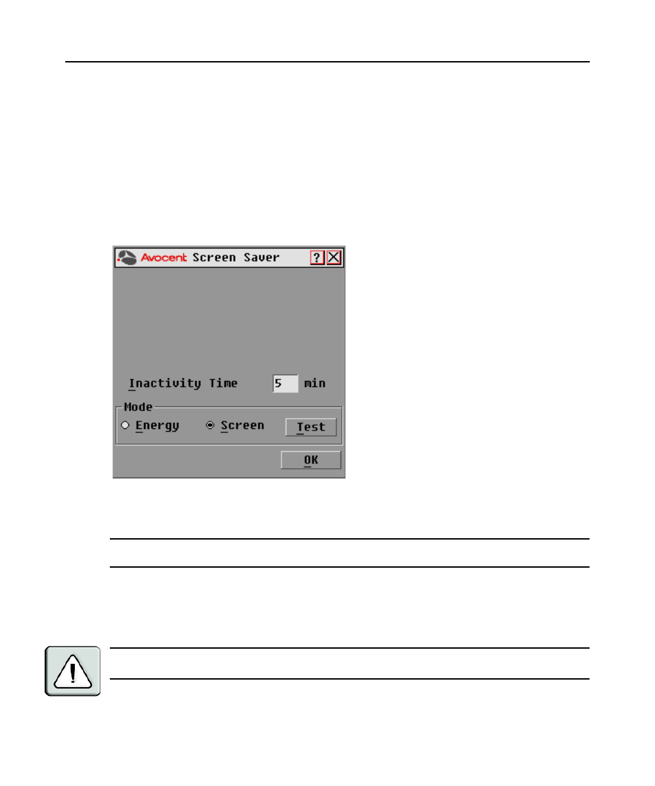 Figure 3.13: screen saver dialog box, Setting local port screen saver options | Avocent DSR1020 User Manual | Page 40 / 76