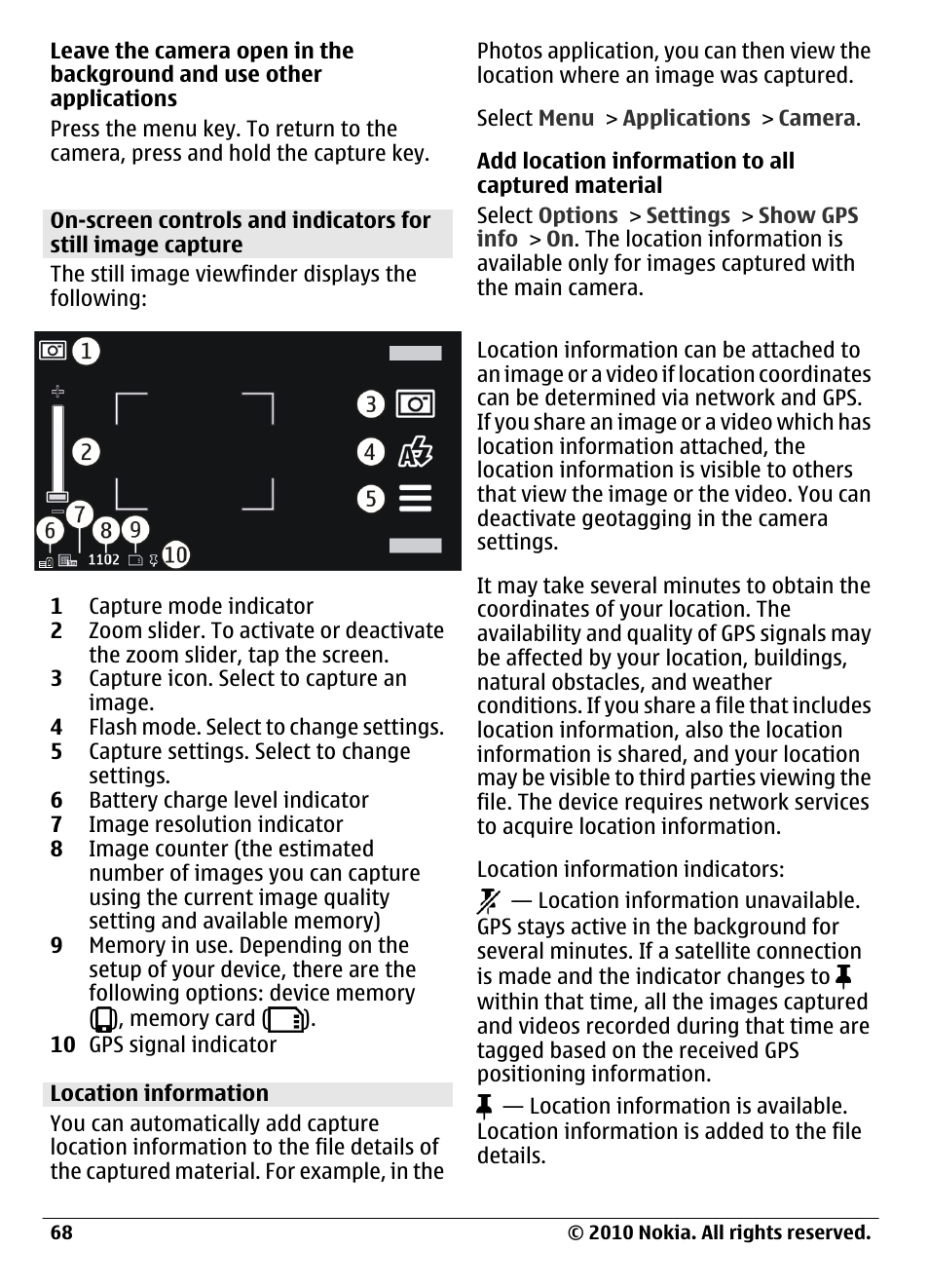 Location information | Nokia C6-00 User Manual | Page 68 / 112
