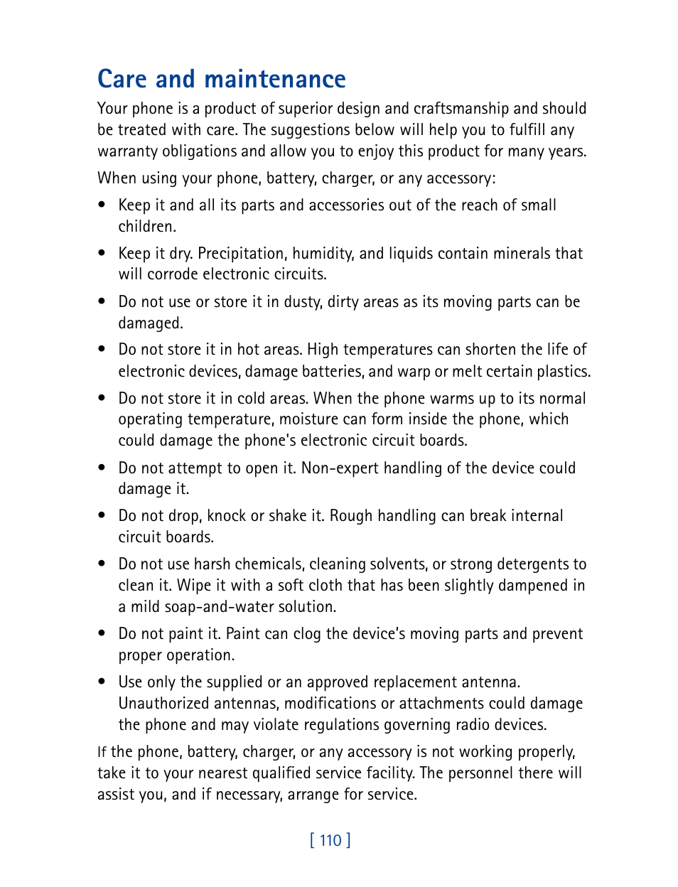 Care and maintenance | Nokia 8890 User Manual | Page 119 / 141