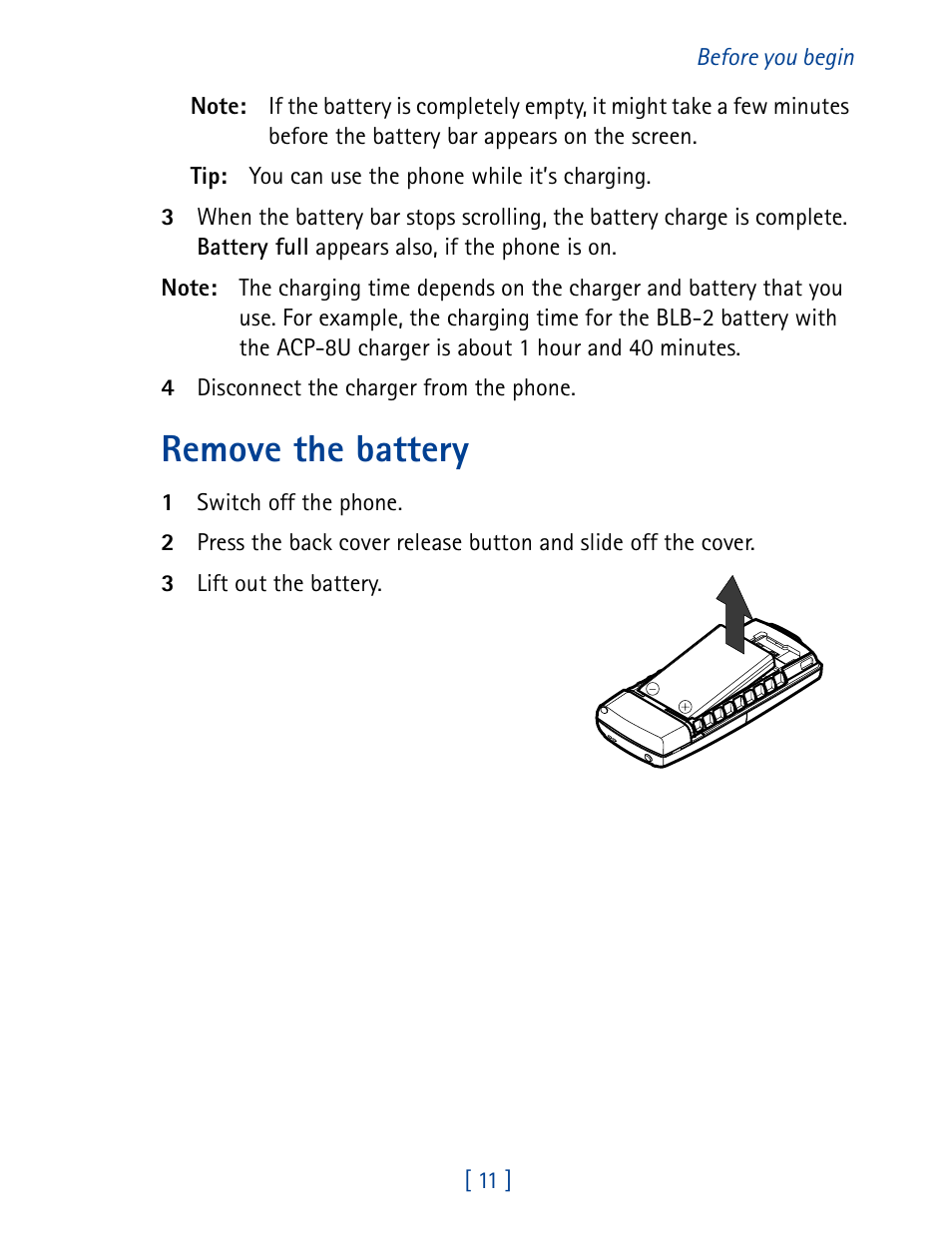 Remove the battery | Nokia 8890 User Manual | Page 20 / 141