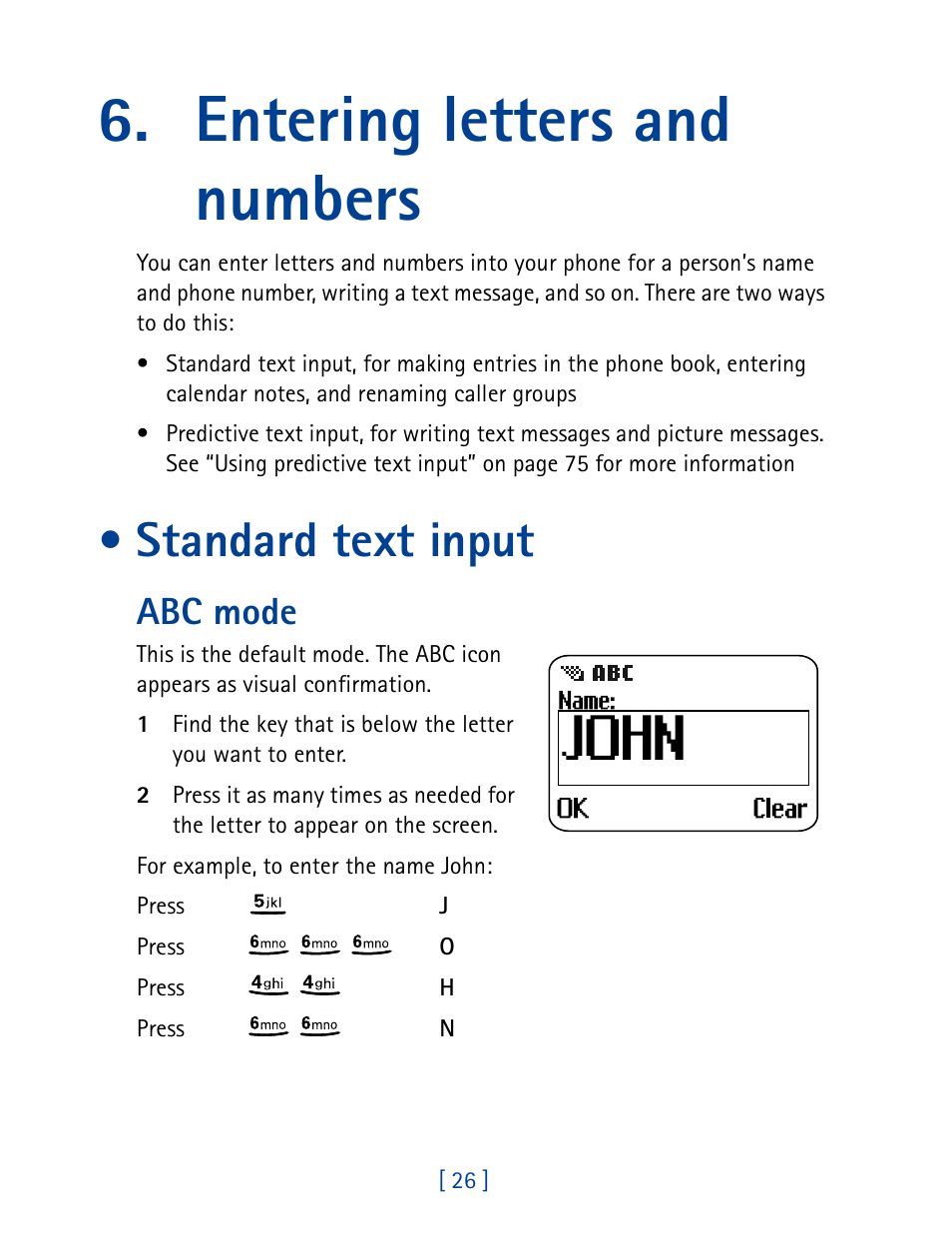 Entering letters and numbers, Standard text input, Abc mode | Nokia 8890 User Manual | Page 35 / 141