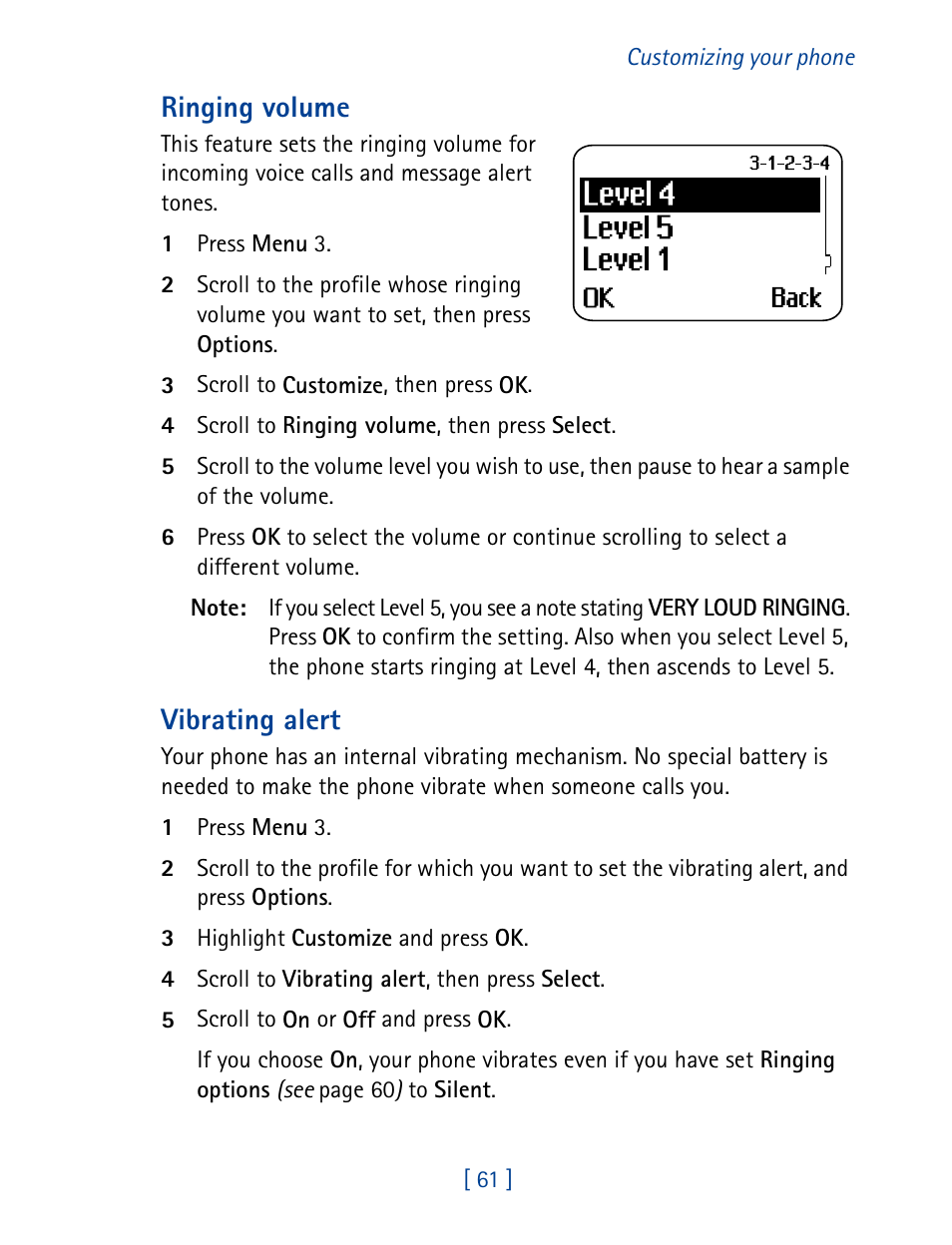 Ringing volume, Vibrating alert | Nokia 8890 User Manual | Page 70 / 141