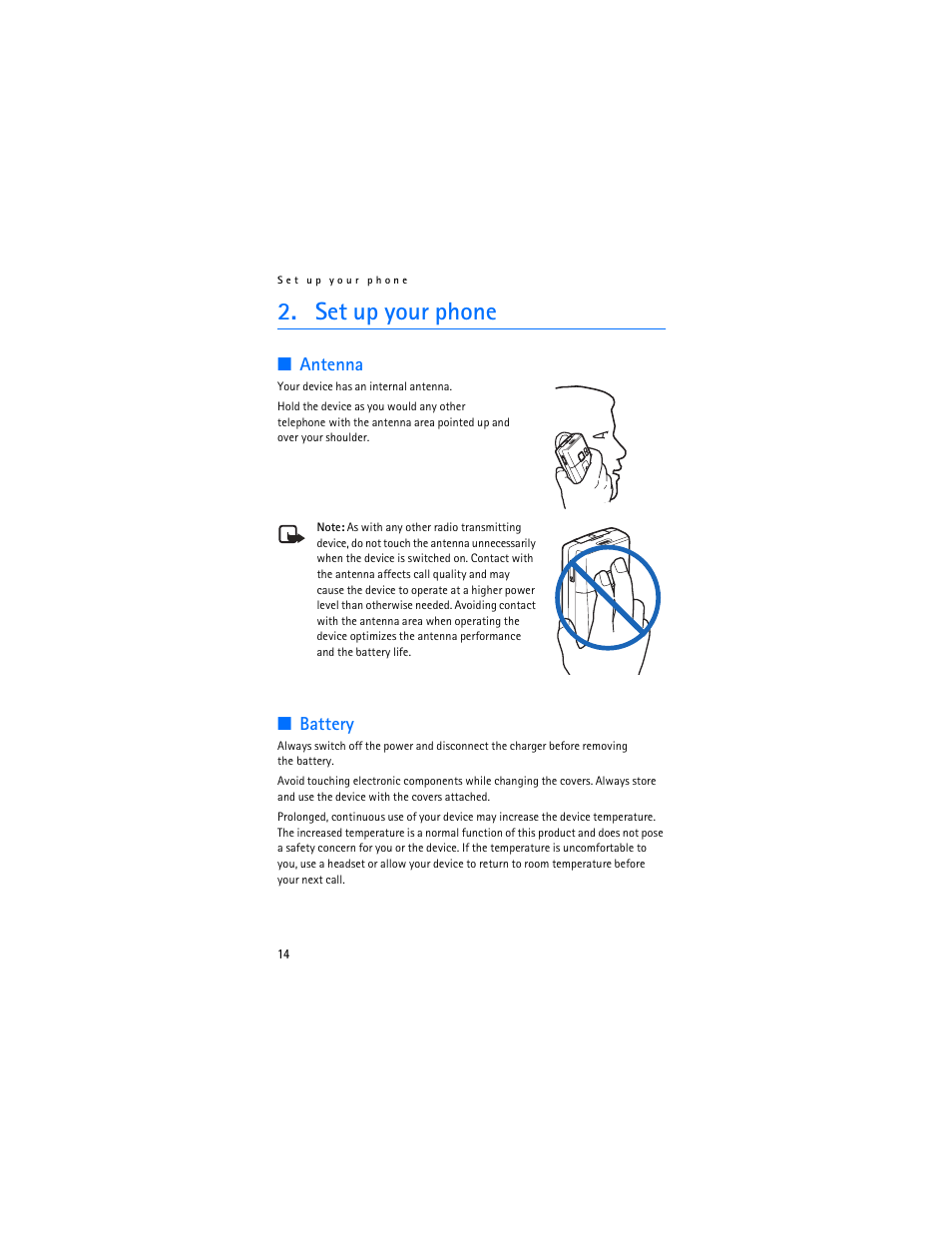 Set up your phone, Antenna, Battery | Nokia 6265i User Manual | Page 15 / 257