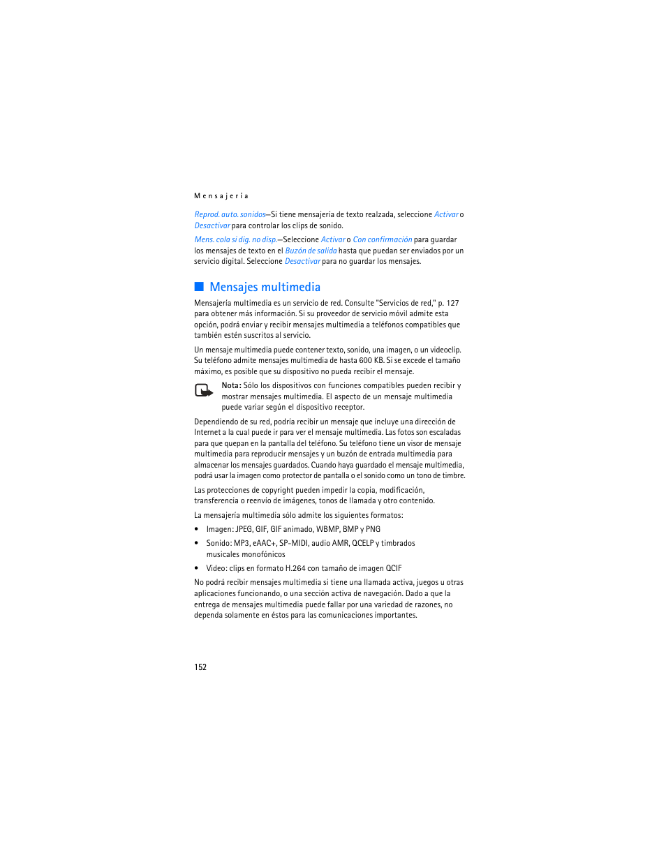 Mensajes multimedia | Nokia 6265i User Manual | Page 153 / 257
