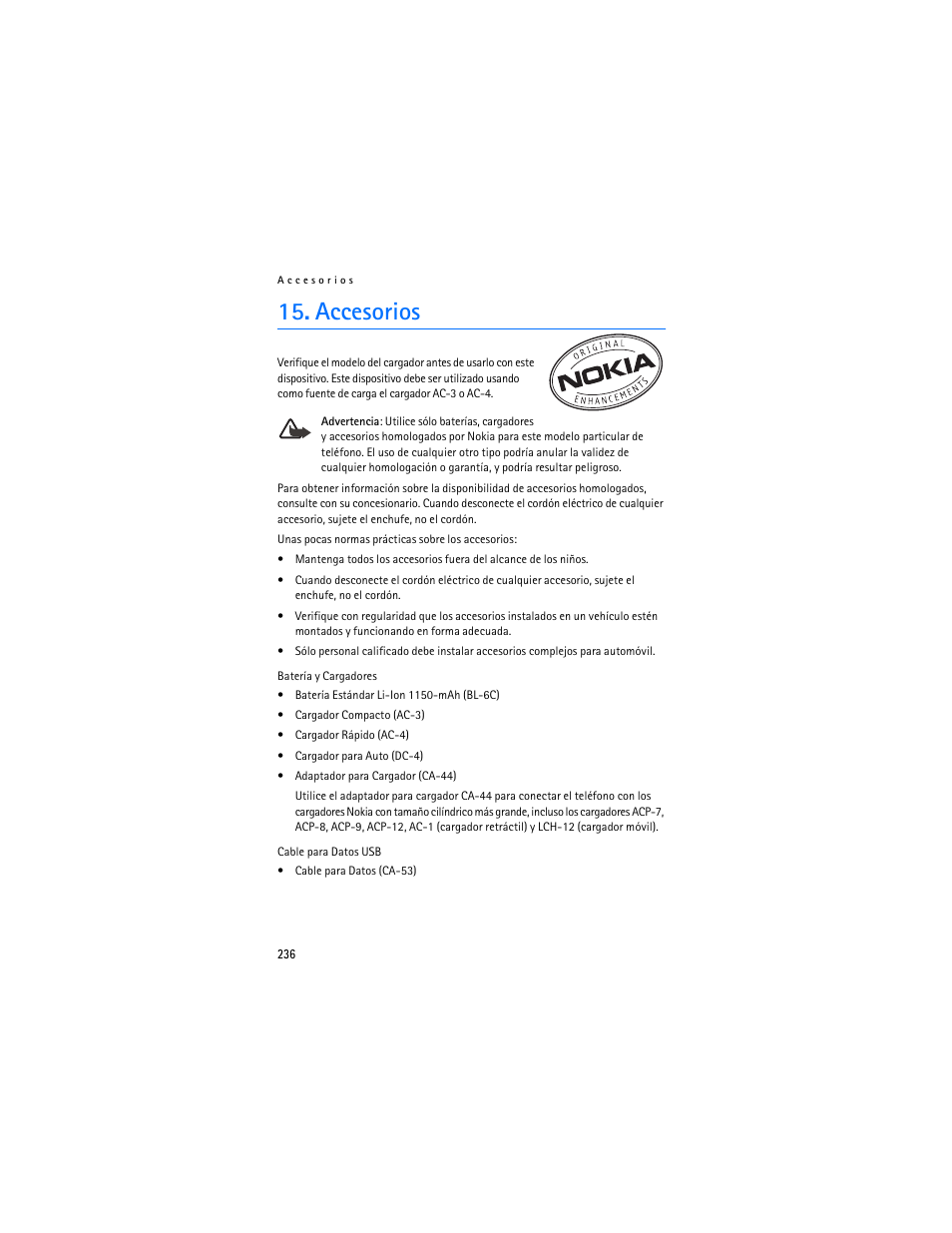 Accesorios | Nokia 6265i User Manual | Page 237 / 257