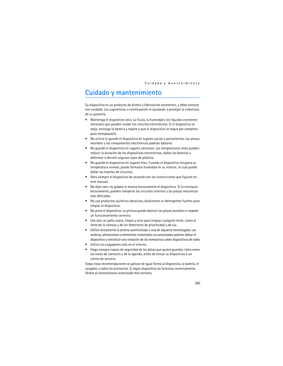 Cuidado y mantenimiento, Índice | Nokia 6265i User Manual | Page 242 / 257