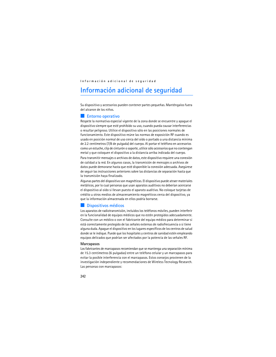 Información adicional de seguridad | Nokia 6265i User Manual | Page 243 / 257