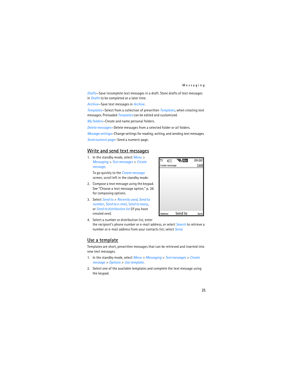 Write and send text messages, Use a template | Nokia 6265i User Manual | Page 26 / 257