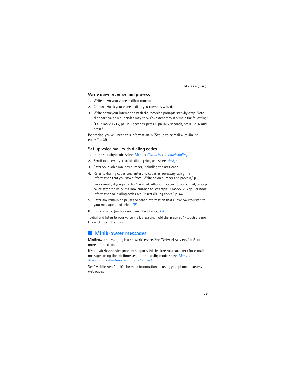 Minibrowser messages | Nokia 6265i User Manual | Page 40 / 257