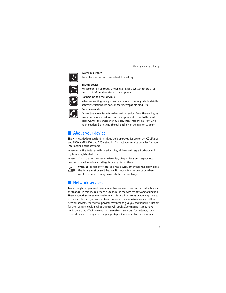 About your device, Network services | Nokia 6265i User Manual | Page 6 / 257
