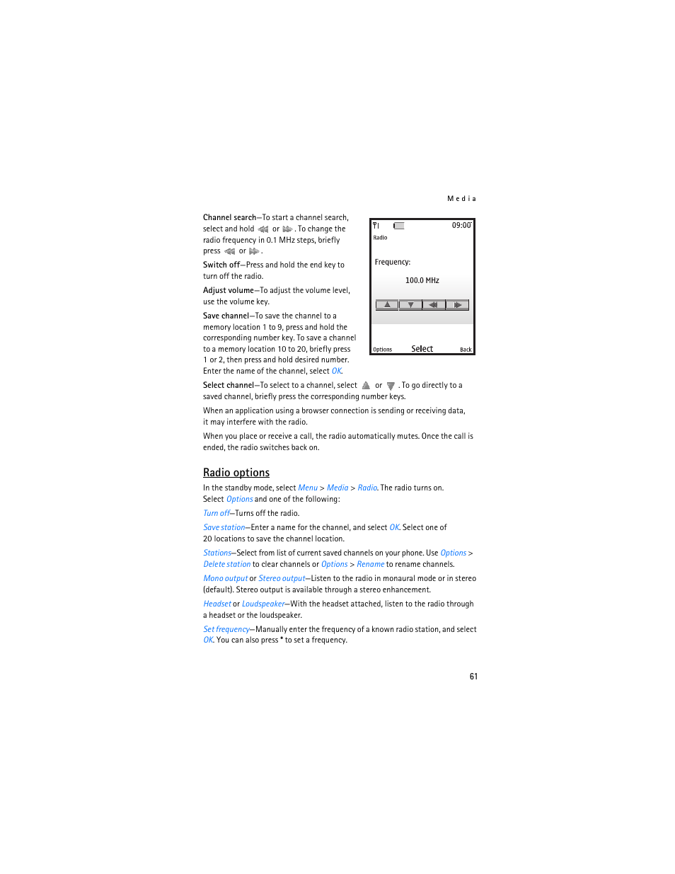Radio options | Nokia 6265i User Manual | Page 62 / 257