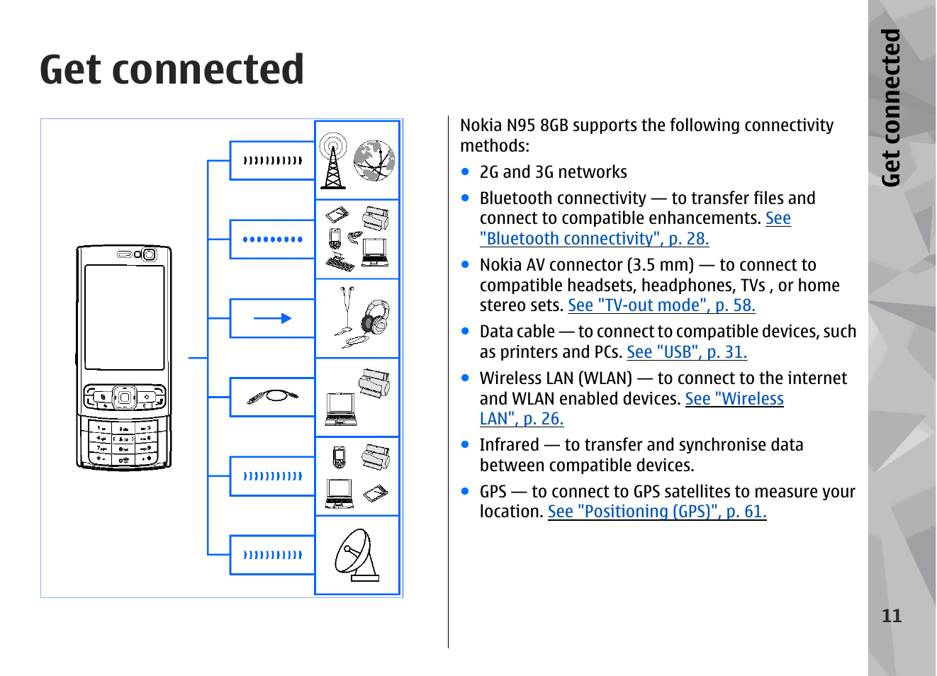 Get connected | Nokia N95 User Manual | Page 11 / 117