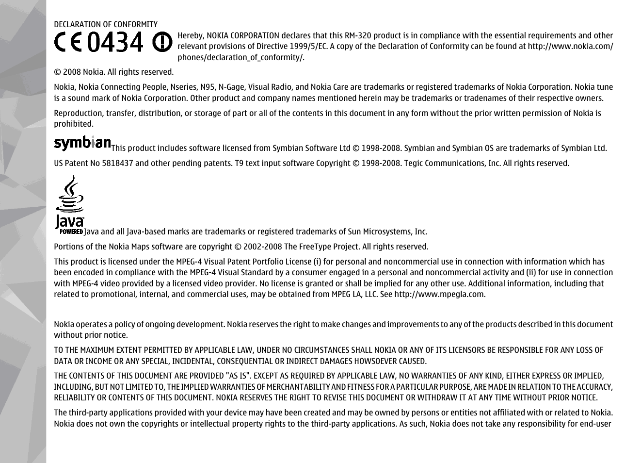 Nokia N95 User Manual | Page 2 / 117