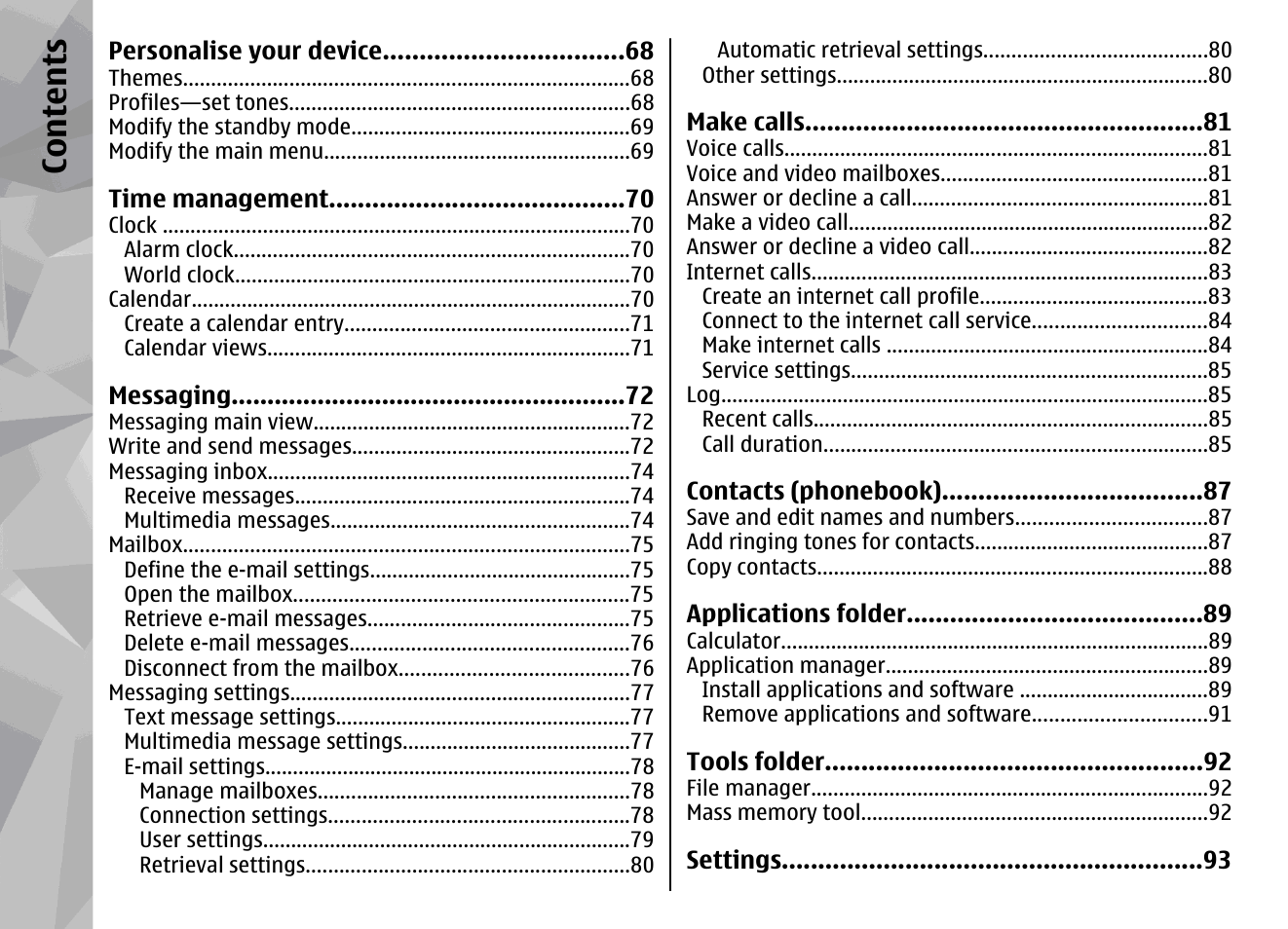 Co nte nts | Nokia N95 User Manual | Page 6 / 117