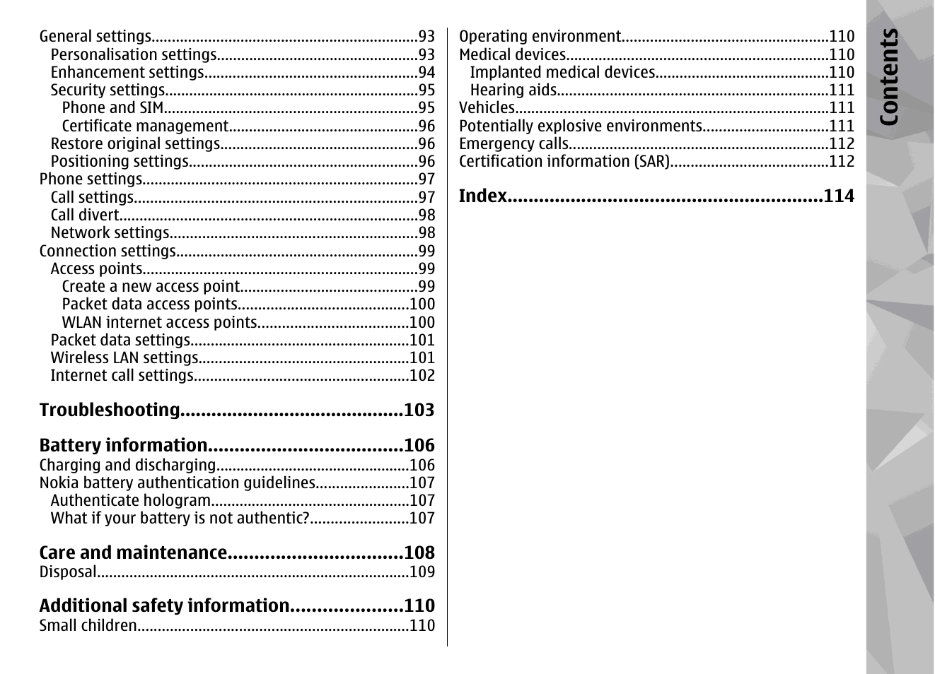 Co nte nts | Nokia N95 User Manual | Page 7 / 117