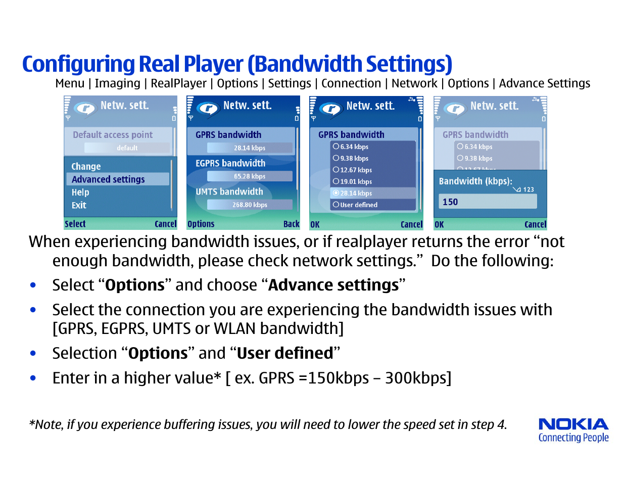 Configuring real player (bandwidth settings) | Nokia N80 Internet Edition User Manual | Page 3 / 3