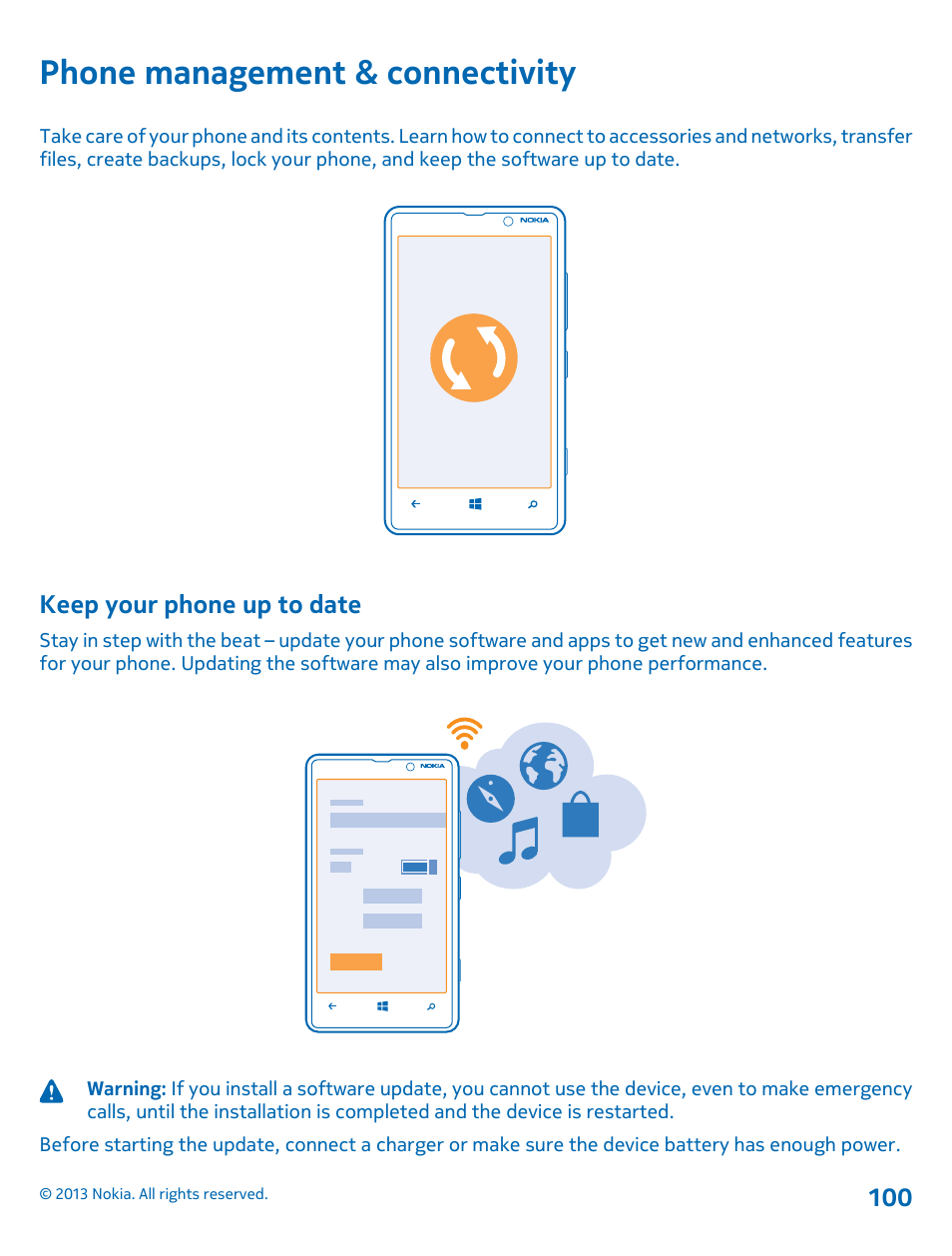 Phone management & connectivity, Keep your phone up to date | Nokia Lumia 820 User Manual | Page 100 / 121