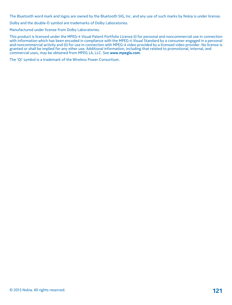 Nokia Lumia 820 User Manual | Page 121 / 121