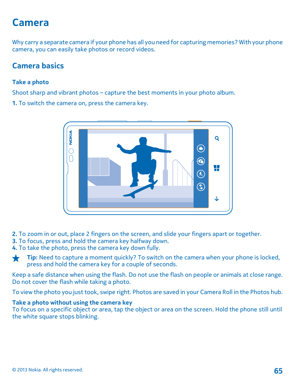 Camera, Camera basics, Take a photo | Camera 65 camera basics | Nokia Lumia 820 User Manual | Page 65 / 121