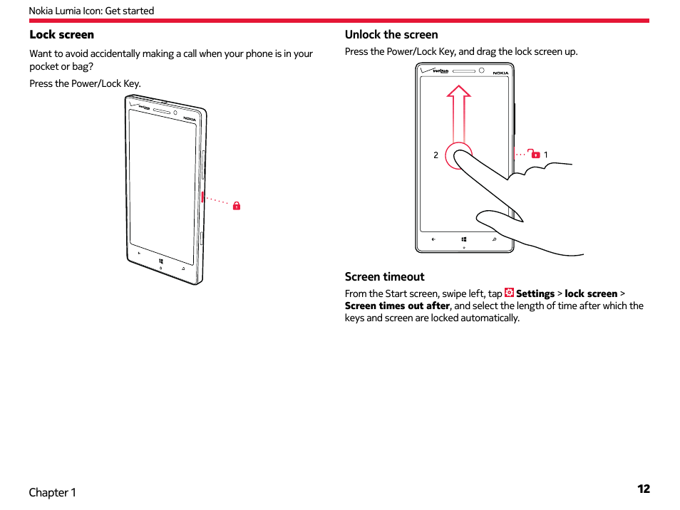 Lock screen | Nokia Lumia Icon User Manual | Page 12 / 102