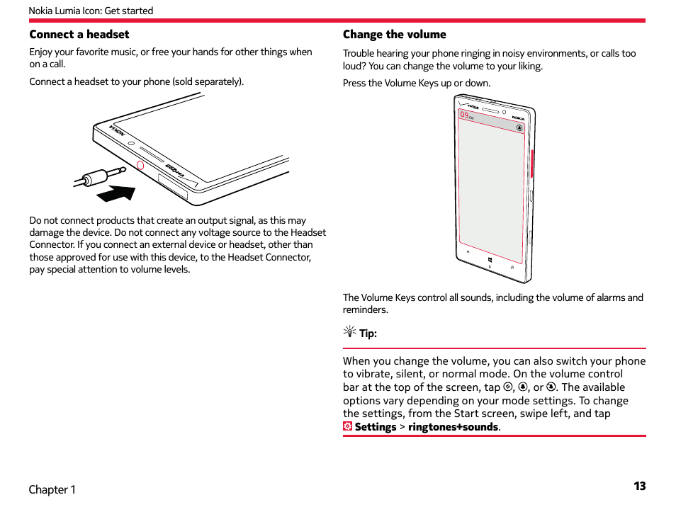 Change the volume | Nokia Lumia Icon User Manual | Page 13 / 102