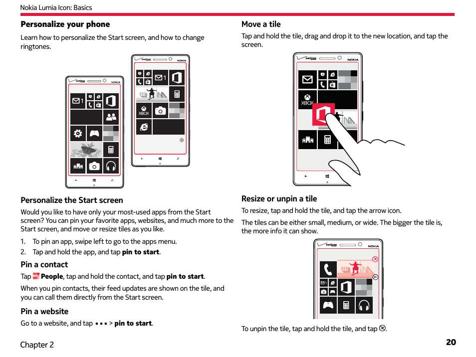 Personalize your phone | Nokia Lumia Icon User Manual | Page 20 / 102