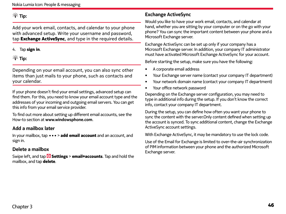 Nokia Lumia Icon User Manual | Page 46 / 102