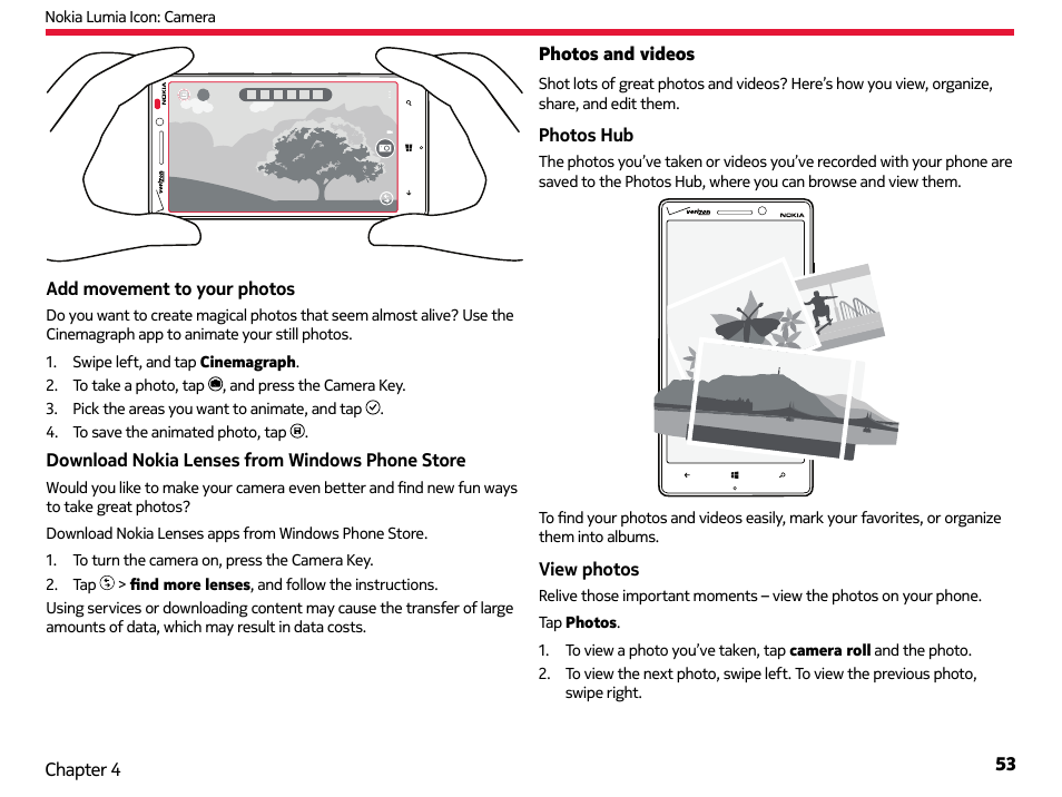 Photos and videos | Nokia Lumia Icon User Manual | Page 53 / 102