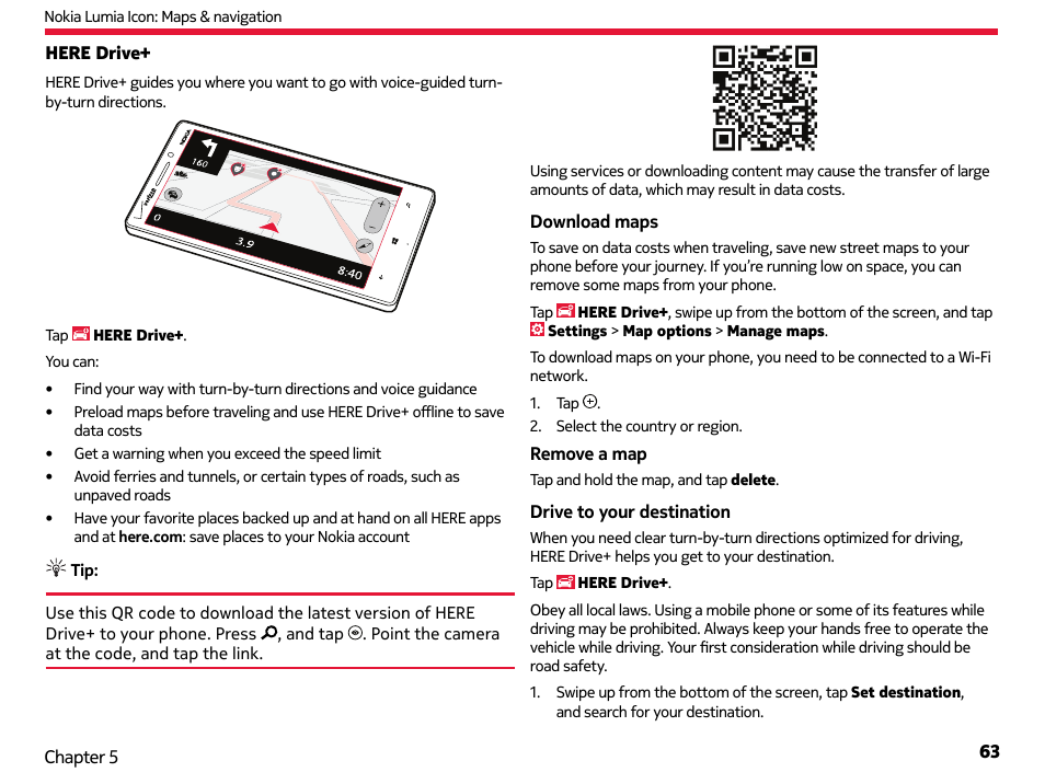 Here drive | Nokia Lumia Icon User Manual | Page 63 / 102
