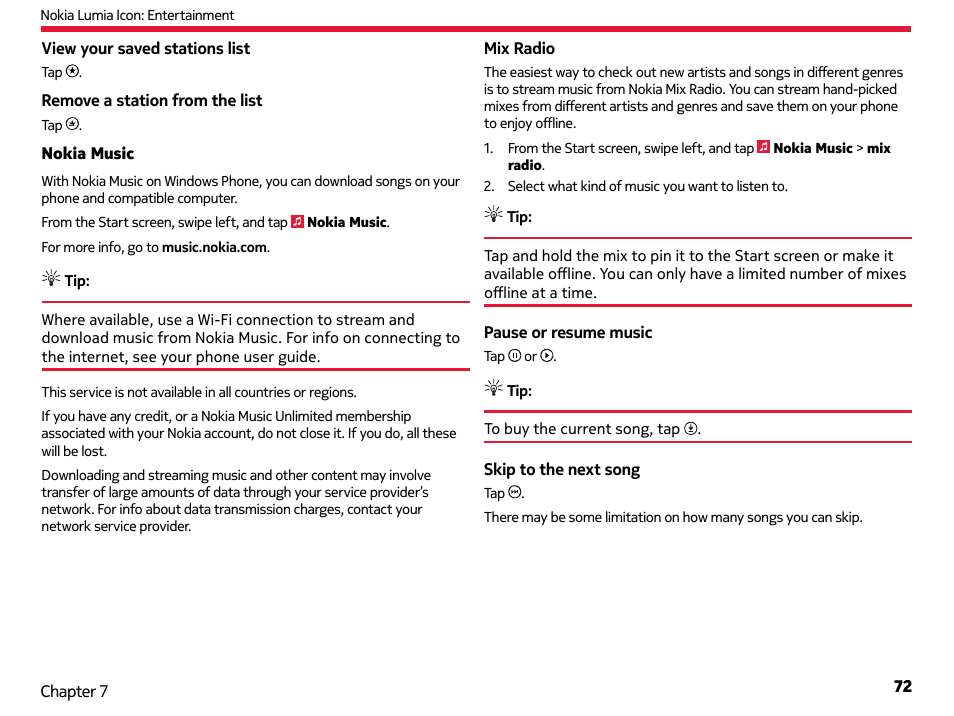 Nokia music | Nokia Lumia Icon User Manual | Page 72 / 102