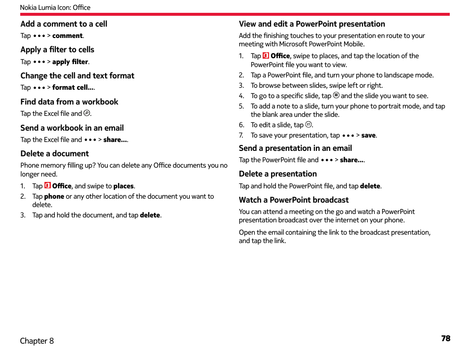 Nokia Lumia Icon User Manual | Page 78 / 102