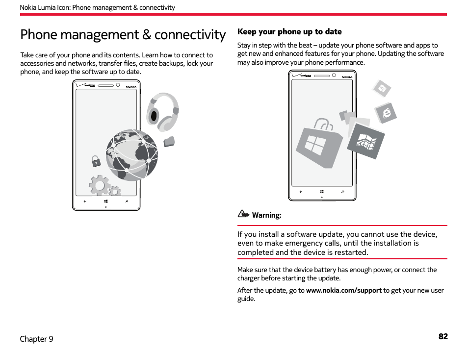 Phone management & connectivity, Keep your phone up to date | Nokia Lumia Icon User Manual | Page 82 / 102
