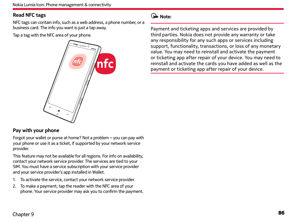 Nokia Lumia Icon User Manual | Page 86 / 102