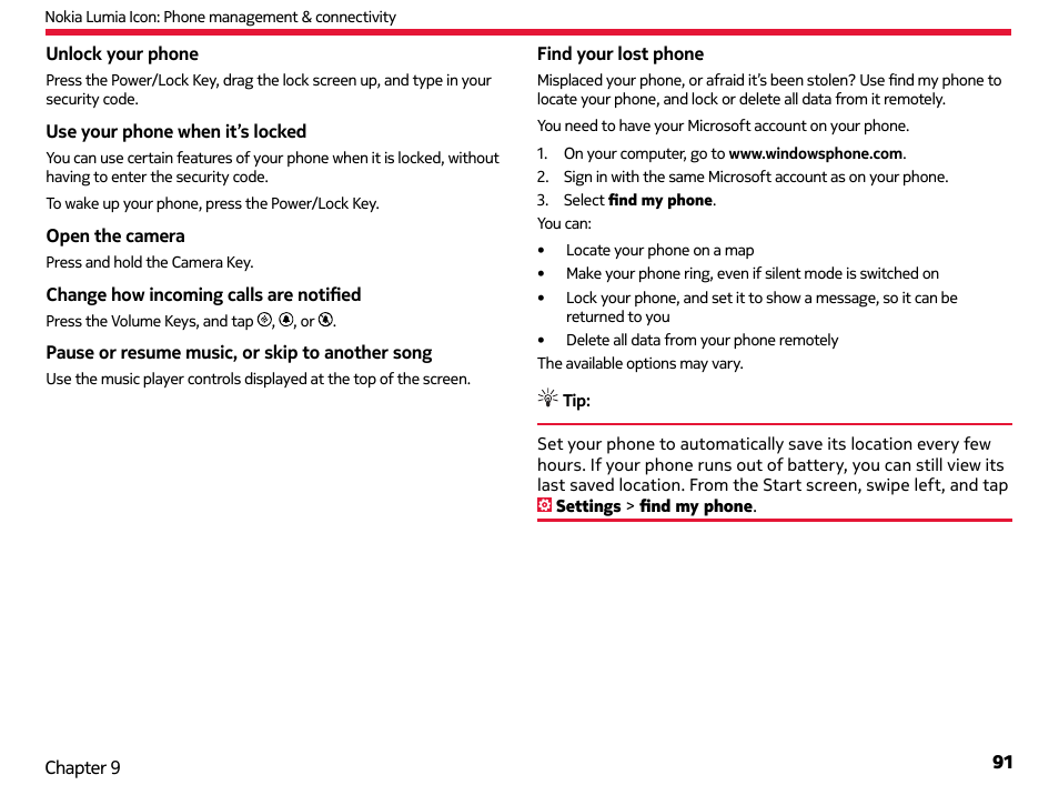 Nokia Lumia Icon User Manual | Page 91 / 102