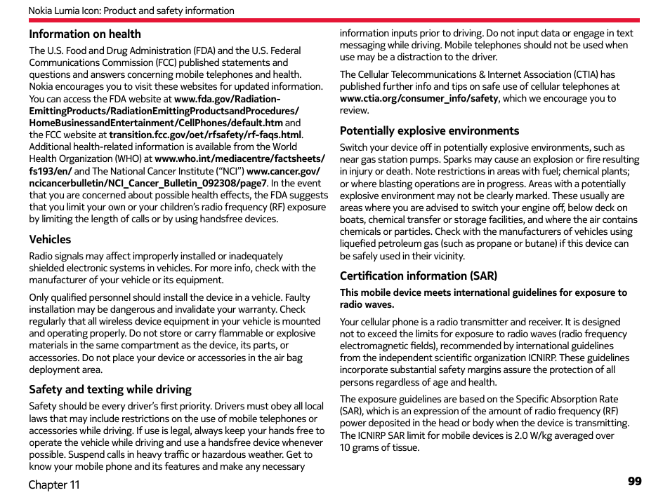 Nokia Lumia Icon User Manual | Page 99 / 102
