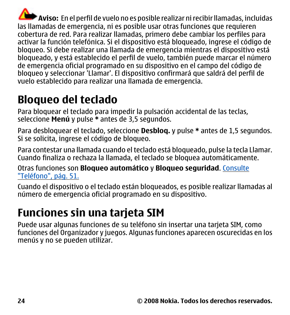 Bloqueo del teclado, Funciones sin una tarjeta sim | Nokia 7510 Supernova User Manual | Page 101 / 160