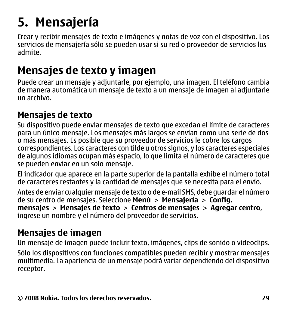 Mensajería, Mensajes de texto y imagen, Mensajes de texto | Mensajes de imagen | Nokia 7510 Supernova User Manual | Page 106 / 160