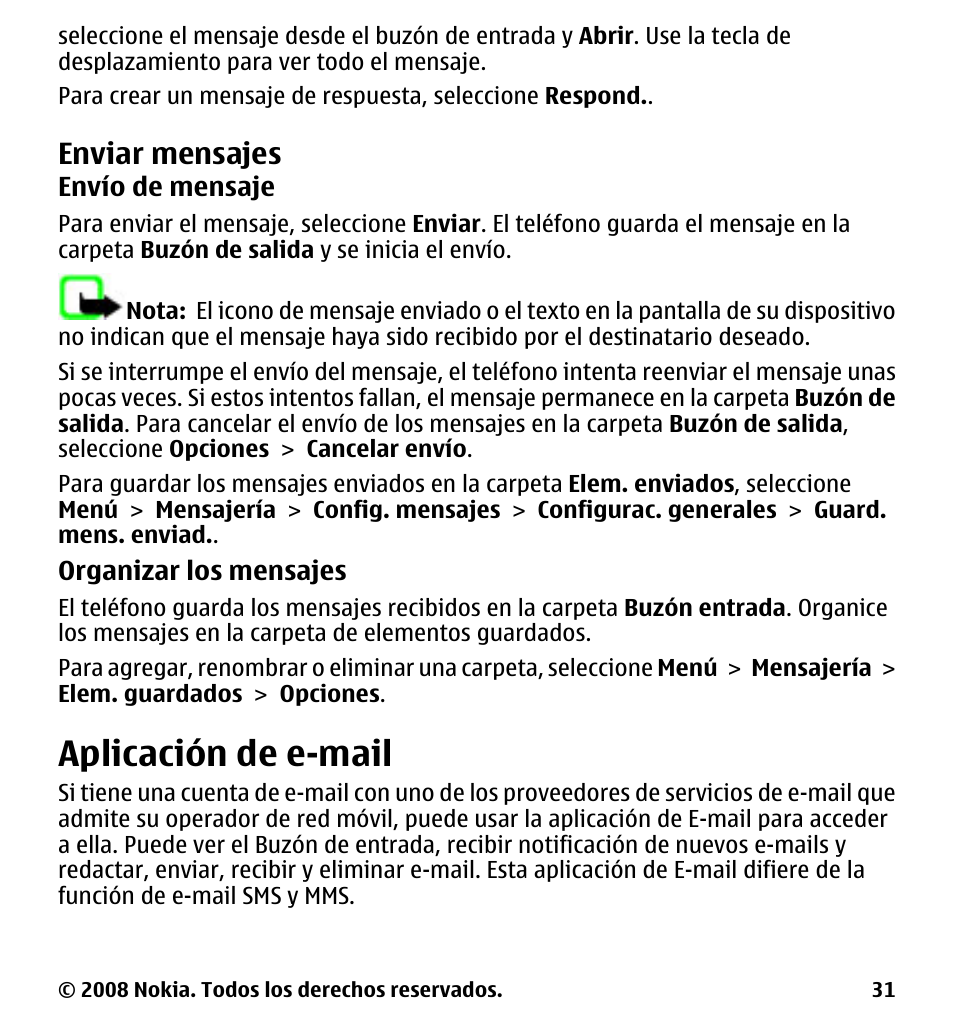 Enviar mensajes, Aplicación de e-mail | Nokia 7510 Supernova User Manual | Page 108 / 160