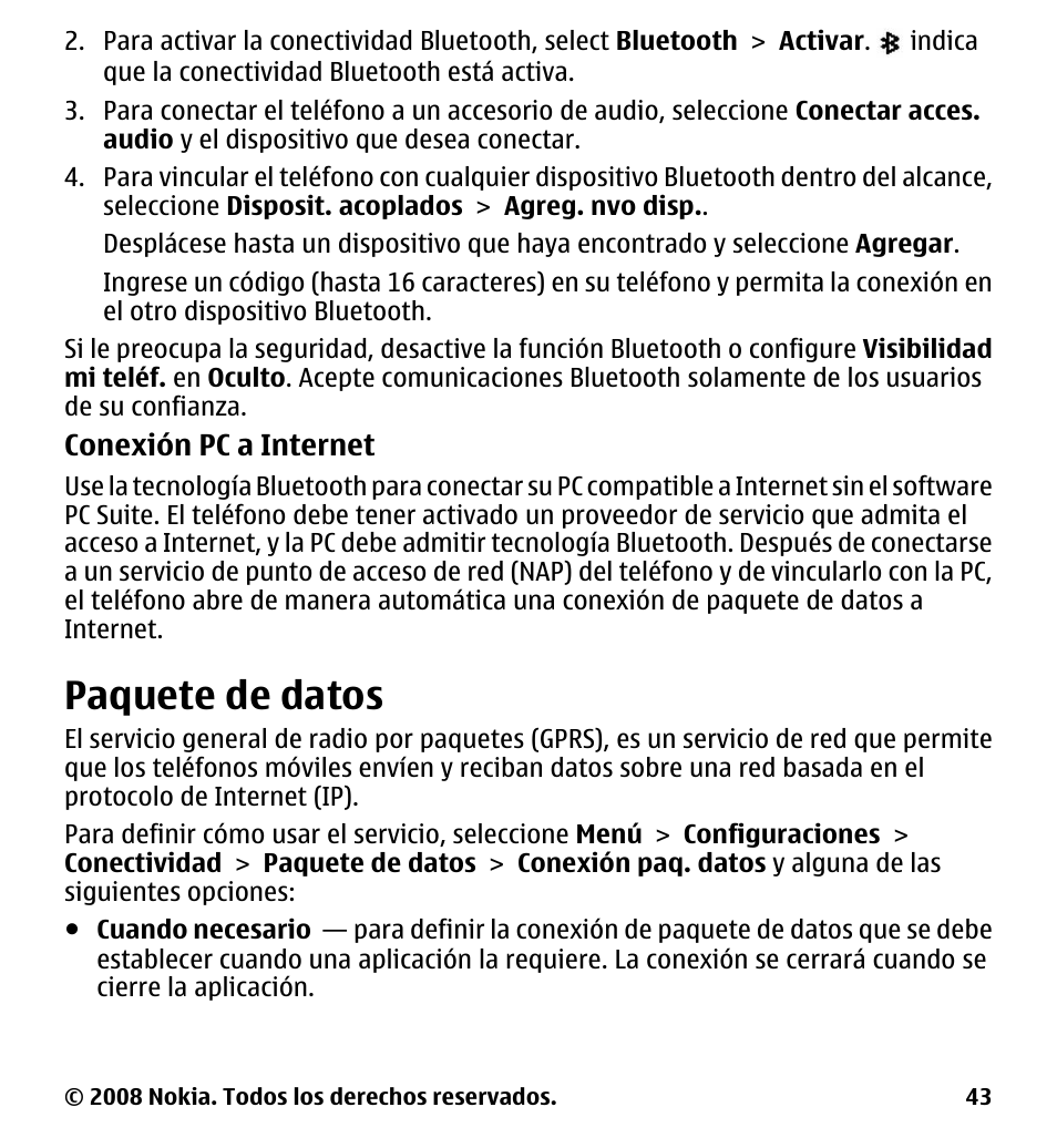 Paquete de datos | Nokia 7510 Supernova User Manual | Page 120 / 160