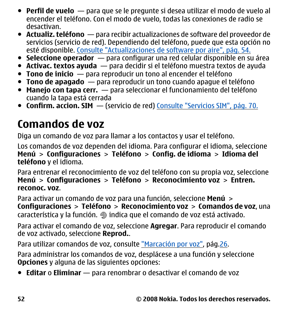 Comandos de voz | Nokia 7510 Supernova User Manual | Page 129 / 160