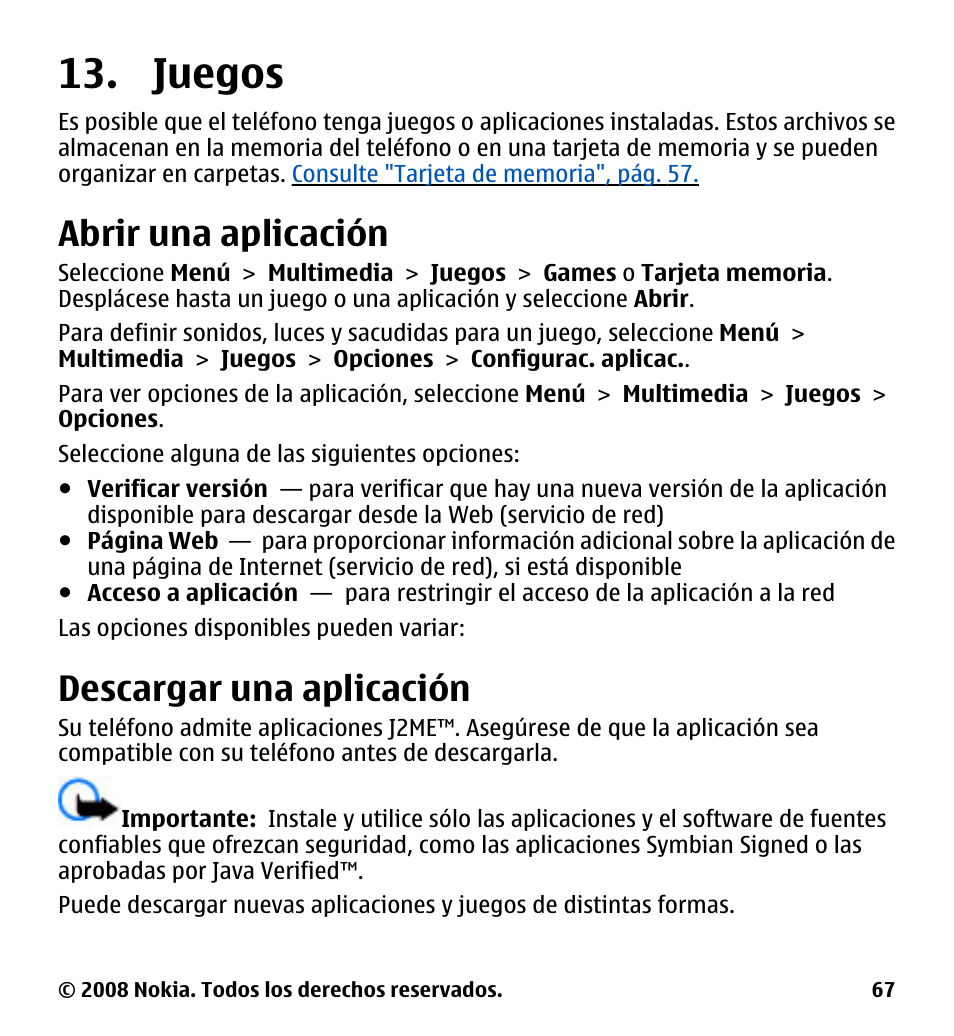 Juegos, Abrir una aplicación, Descargar una aplicación | Nokia 7510 Supernova User Manual | Page 144 / 160