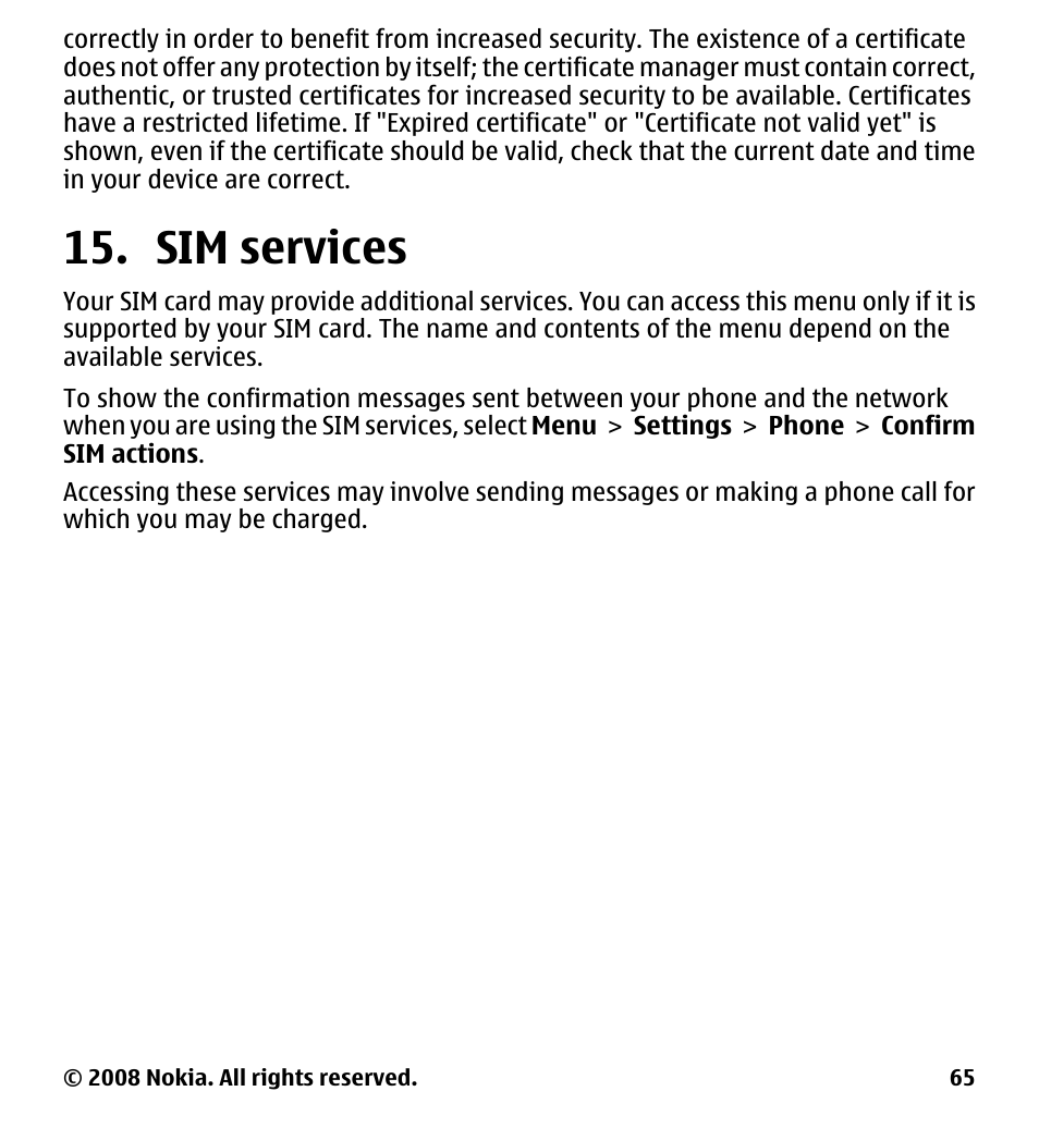 Sim services | Nokia 7510 Supernova User Manual | Page 65 / 160