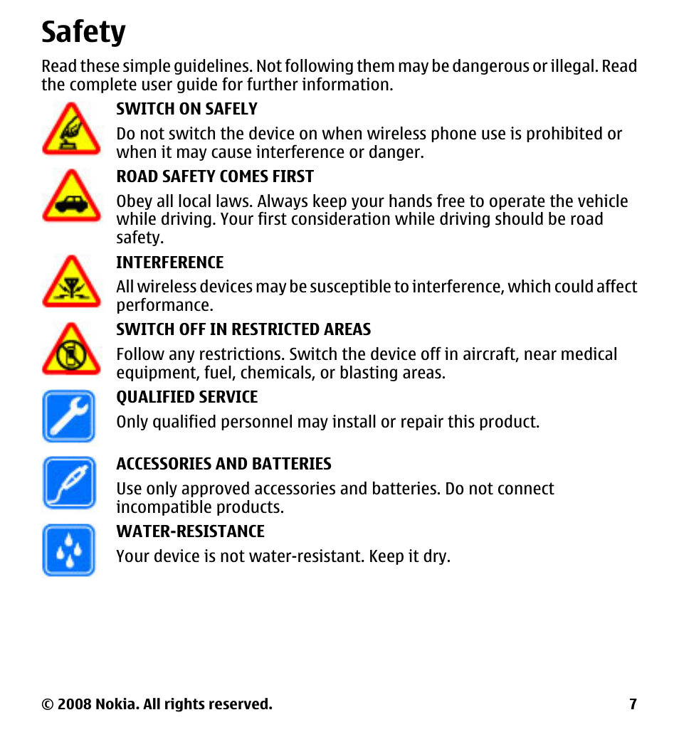 Safety | Nokia 7510 Supernova User Manual | Page 7 / 160