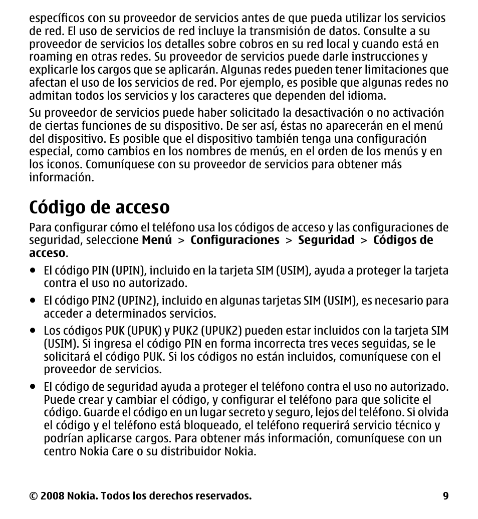 Código de acceso | Nokia 7510 Supernova User Manual | Page 86 / 160